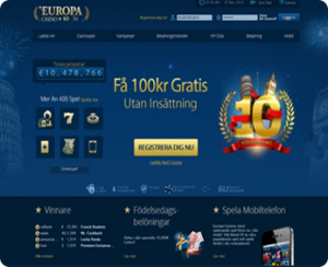 EuropaCasino 100 kr gratis